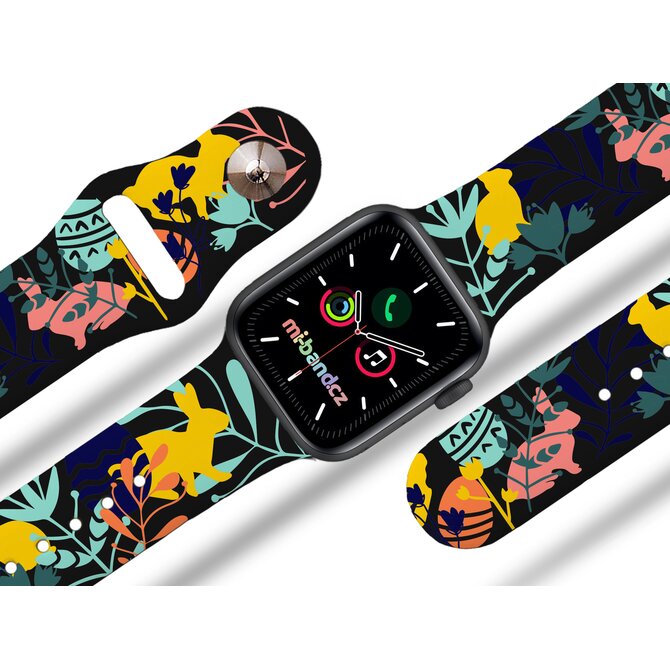 Apple watch řemínek Zajíci v trávě - Černá - 38/40/41mm