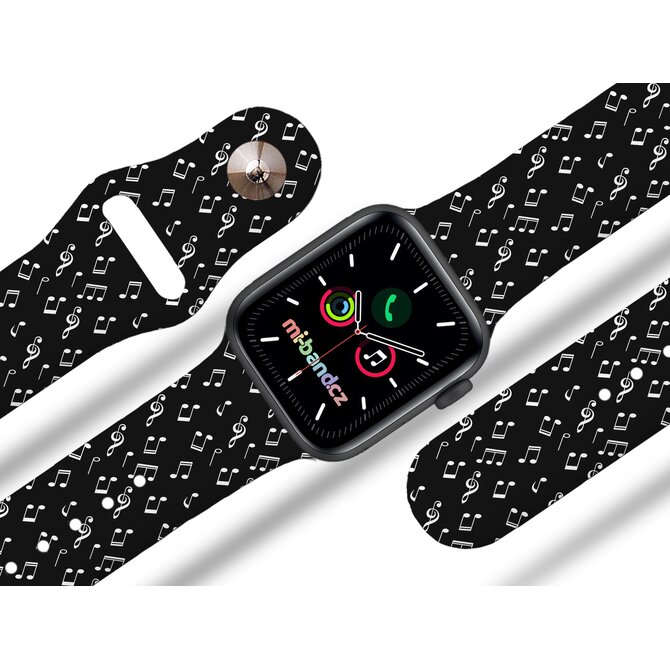 Apple watch řemínek Hudební noty - Černá - 38/40/41mm