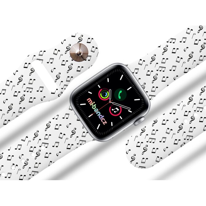 Apple watch řemínek Hudební noty - Bílá - 38/40/41mm