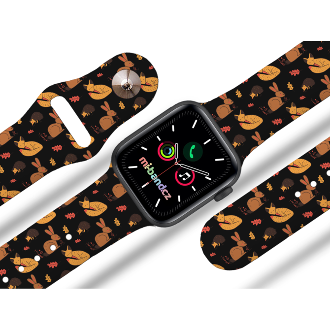 Apple watch řemínek Podzimní lesní zvěř - Černá - 38/40/41mm