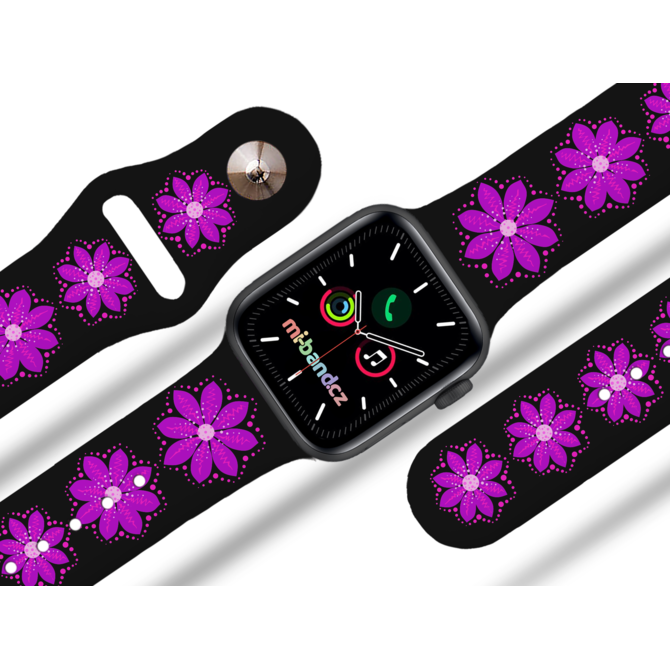 Apple watch řemínek Fialová květina - 38/40/41mm, barva pásku černá