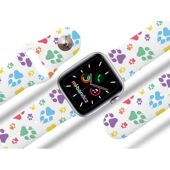 Apple watch řemínek Barevné pacičky - Bílá - 38/40/41mm