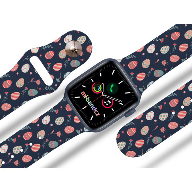 Apple watch řemínek Vajíčka a kytičky - 38/40/41mm, barva pásku modrá