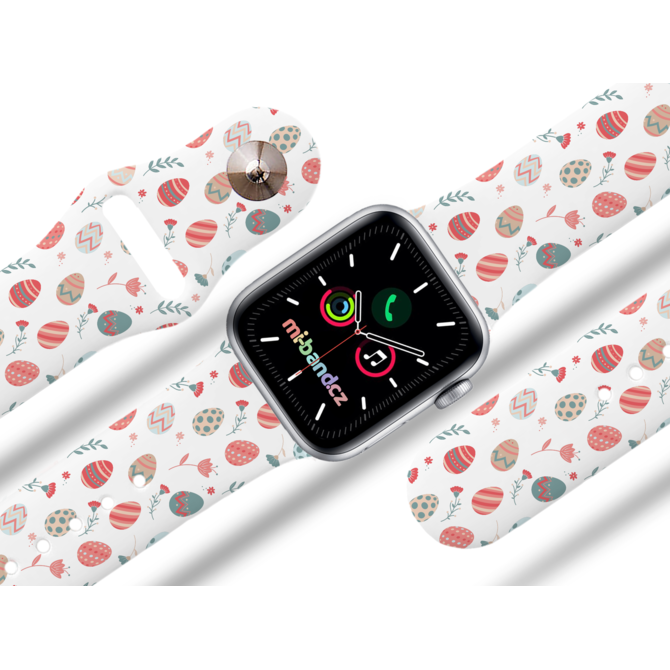 Apple watch řemínek Vajíčka a kytičky - 38/40/41mm, barva pásku bílá