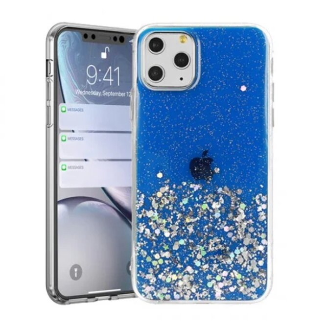 Gelové třpytivé modré GLITTER STARS pouzdro na SAMSUNG Galaxy A32 5G / A13 5G