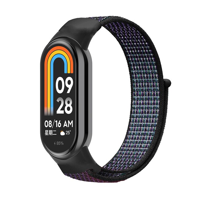 Náhradní náramek SportNylon Mi band 8 - Černo-Modro-Fialová -