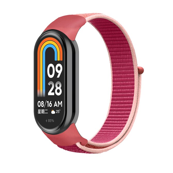 Náhradní náramek SportNylon Mi band 8 - Červeno-Růžová -