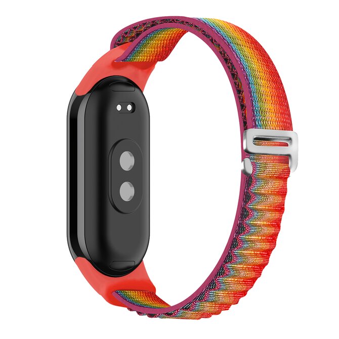 Náhradní náramek SportNylon se sponou Mi band 8 - Červeno-Duhová -