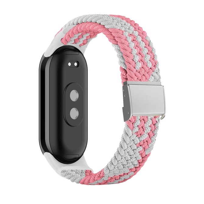 Pletený náramek Mi Band 8 - Bílo-Růžová -