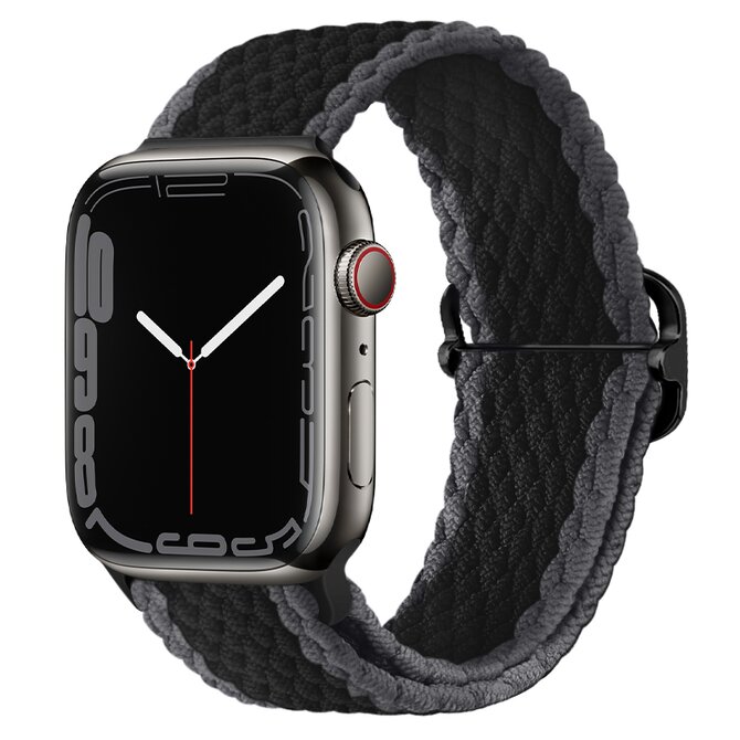 Pletený řemínek se sponou pro Apple Watch 38/40/41mm - Černo-Šedý - -