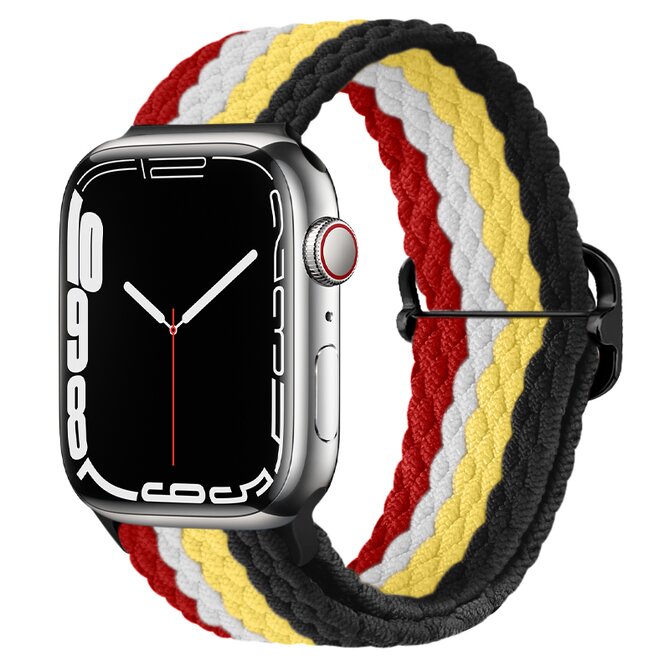 Pletený řemínek se sponou pro Apple Watch 38/40/41mm - Červeno-žluto-černý - -