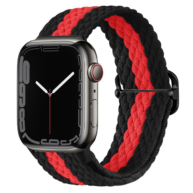 Pletený řemínek se sponou pro Apple Watch 38/40/41mm - Černo-červené - -