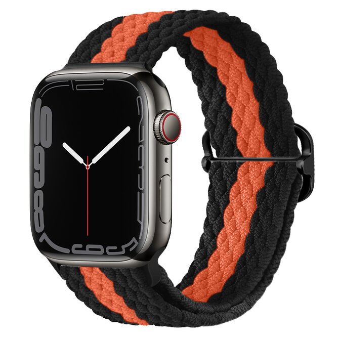 Pletený řemínek se sponou pro Apple Watch 38/40/41mm - Černo-oranžový - -