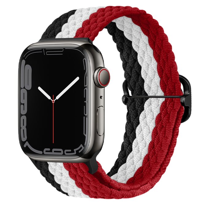 Pletený řemínek se sponou pro Apple Watch 38/40/41mm - Černo-bílo-červený - -