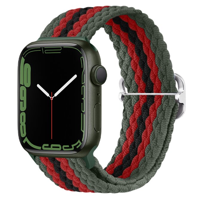 Pletený řemínek se sponou pro Apple Watch 38/40/41mm - Khaki-červeno-černý - -