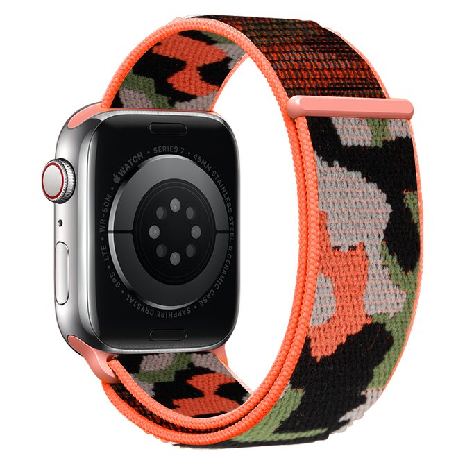 Nylonový řemínek kamufláž pro Apple Watch 38/40/41mm - Oranžová kamufláž - -