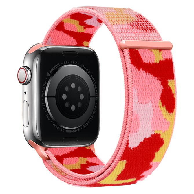 Nylonový řemínek kamufláž pro Apple Watch 38/40/41mm - Červená kamufláž - -