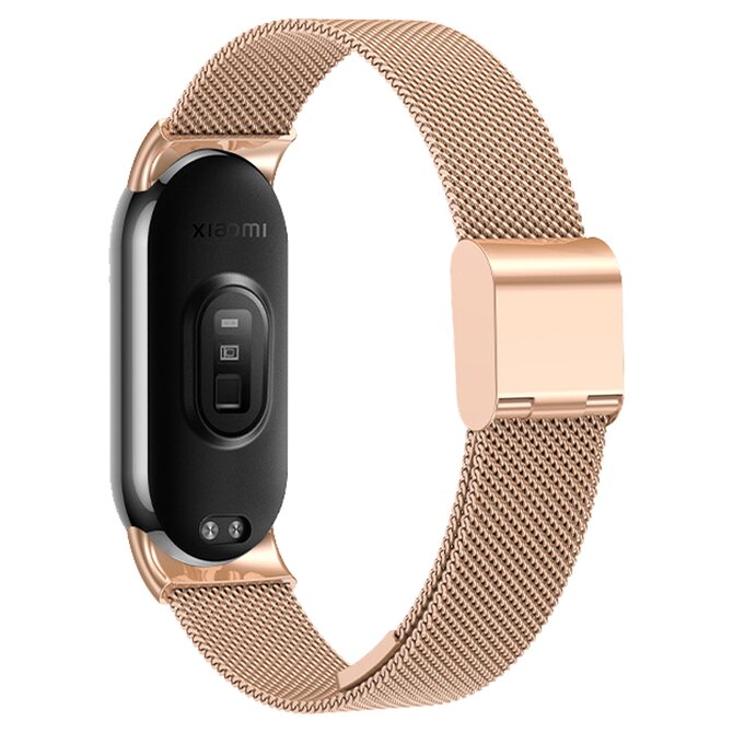 Milánský tah celokovový náhradní náramek Mi band 8 - Růžovo-zlatý -