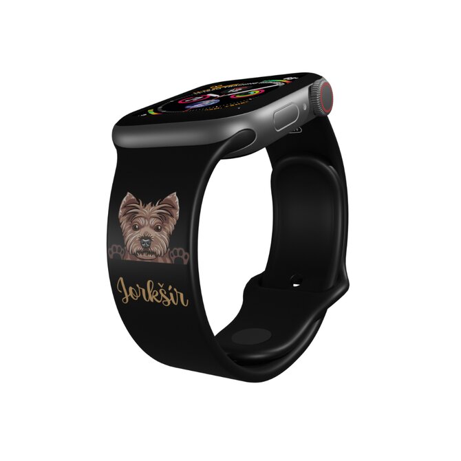 Apple watch řemínek Jorkšírský teriér - 42/44/45/49mm, barva pásku bílá