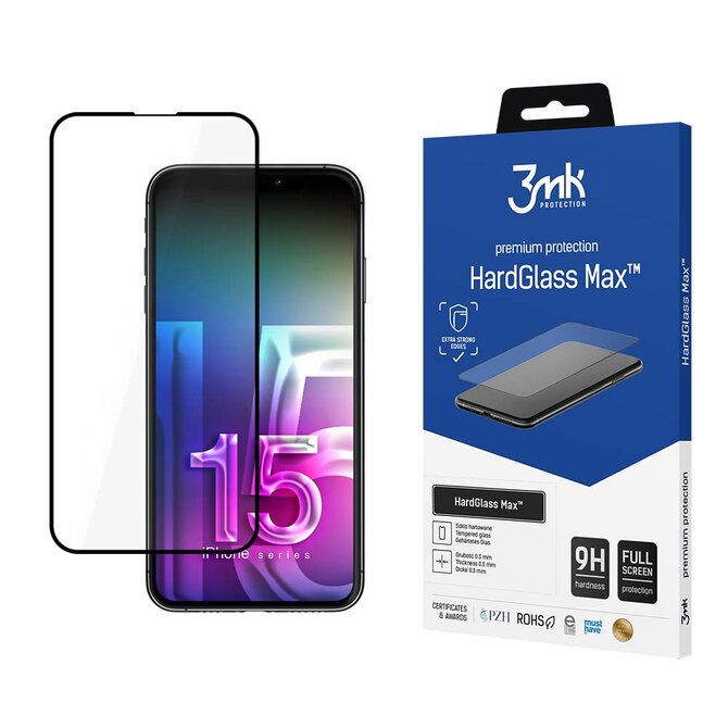 tvrzené sklo HardGlass MAX pro Apple iPhone 15 Pro, černá