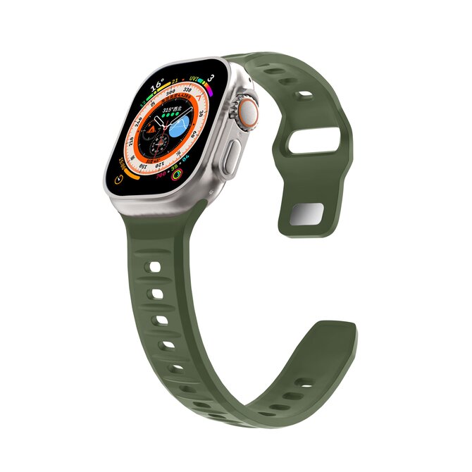 Silikonový vroubkovaný řemínek pro Apple Watch 38/40/41mm - Armádně zelený - -