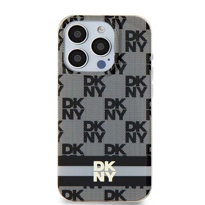 Originální kryt DKNY IML Checke, barva červená Mono Pattern & Printed Stripes MagSafe DKHMP15MHCPTSK for Apple iPhone 15 Plus/14 Plus , barva černá