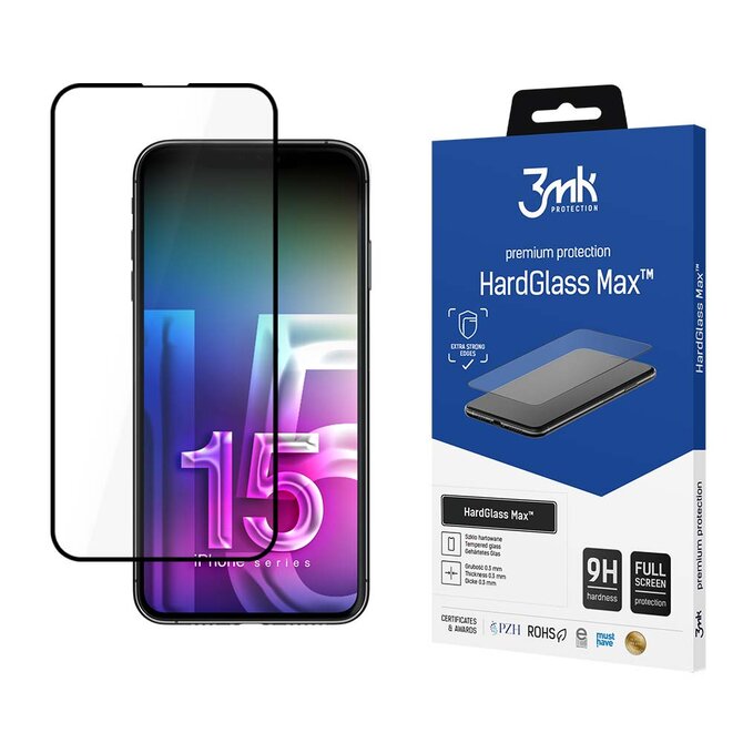 tvrzené sklo HardGlass MAX pro Apple iPhone 15 Plus, černá