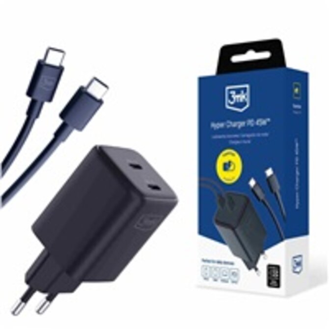 Hyper Charger PD 45W+USB Cable C to C Black