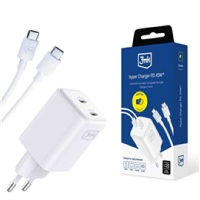 Hyper Charger PD 45W+USB Cable C to C White