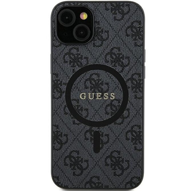 Originální kryt GUESS - hardcase 4G Collection Leather Metal Logo MagSafe GUHMS24SG4GFRK pro Samsung Galaxy S24 , barva černá