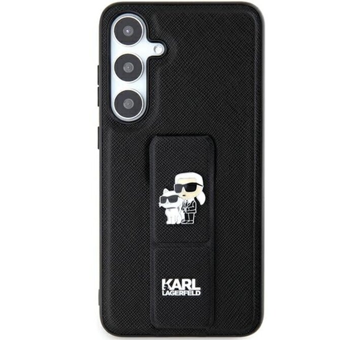 Originální kryt KARL LAGERFELD hardcase Gripstand Saffiano Karl&Choupette Pins KLHCS24LGSAKCPK pro Samsung Galaxy S24 Ultra , barva černá