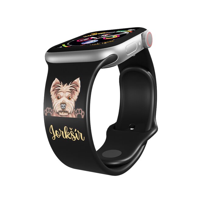 Apple watch řemínek Jorkšírský teriér - 38/40/41mm, barva pásku černá