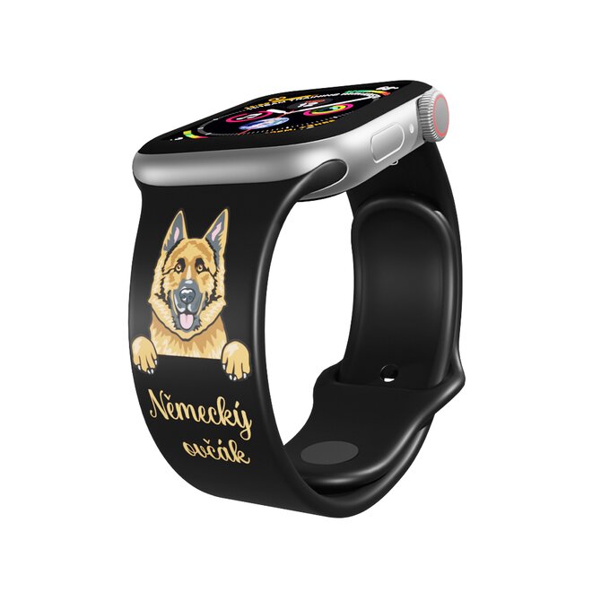 Apple watch řemínek Německý Ovčák - 38/40/41mm, barva pásku černá