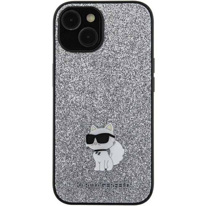 Originální kryt KARL LAGERFELD hardcase  Glitter Choupette Logo Metal Pin KLHCSA55GCNPSG  pro Samsung Galaxy A55 , barva stříbrná