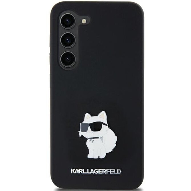 Originální kryt KARL LAGERFELD hardcase Silicone Choupette Metal Pin KLHCSA55SMHCNPK pro Samsung Galaxy A55 , barva černá