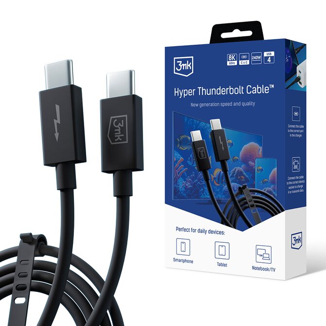 datový kabel - Hyper ThunderBolt Cable 240W, černá