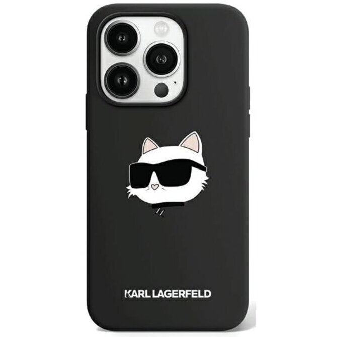 Originální kryt KARL LAGERFELD hardcase Silicone Choupette Head MagSafe KLHMP15LSCHPPLK for Apple iPhone 15 Pro , barva černá