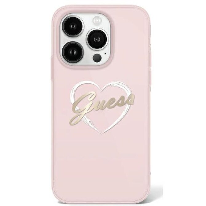 Originální kryt GUESS IML Heart GUHCP16LHCHGSPP for Apple iPhone 16 Pro , barva růžová