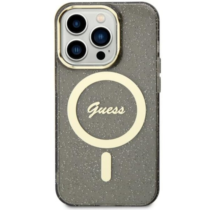 Kryt Guess GUHMN61HCMCGK Apple iPhone 11/XR black hardcase Glitter Gold MagSafe