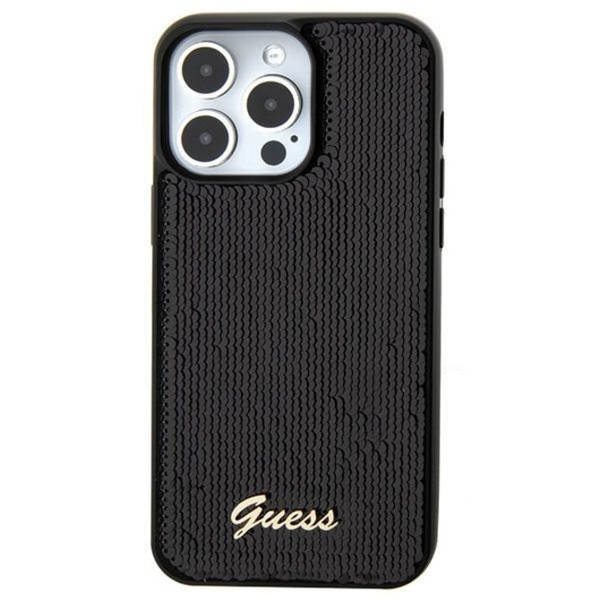 Kryt Guess GUHCP15SPSFDGSK Apple iPhone 15 hardcase Sequin Script Metal black