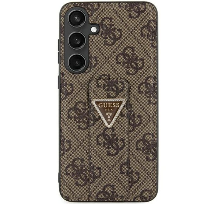 Kryt Guess GUHCS24LPGS4TDW Samsung Galaxy S24 Ultra hardcase Grip Stand 4G Triangle Strass brown