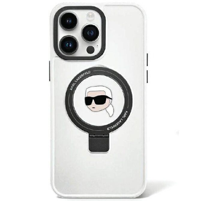 Kryt Karl Lagerfeld KLHMP15SHMRSKHH Apple iPhone 15 hardcase Ring Stand Karl Head MagSafe white