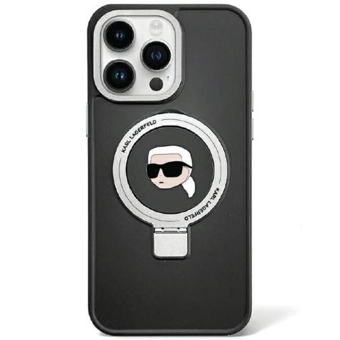 Kryt Karl Lagerfeld KLHMP15SHMRSKHK Apple iPhone 15 hardcase Ring Stand Karl Head MagSafe black