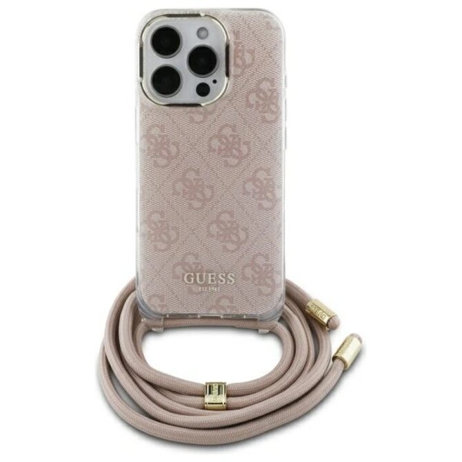 Kryt Guess GUHCP16SHC4SEP Apple iPhone 16 hardcase Crossbody Cord 4G Print pink