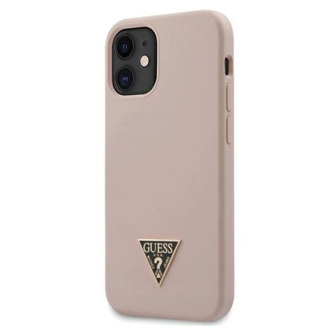 Kryt Guess GUHCP12SLSTMLP Apple iPhone 12 mini light pink hardcase Silicone Triangle Logo