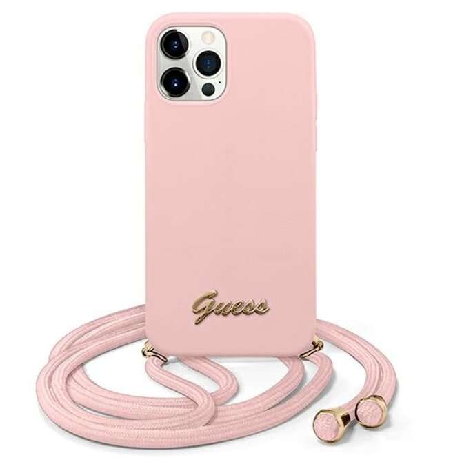 Kryt Guess GUHCP12LLSCLMGLP Apple iPhone 12 Pro Max pink hardcase Metal Logo Cord