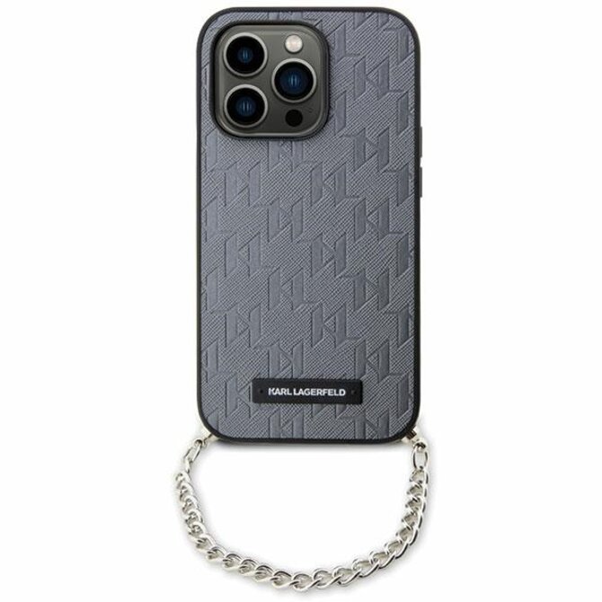 Kryt Karl Lagerfeld KLHCP14SSACKLHPG iPhone 14 6.1" srebrny/silver hardcase Saffiano Monogram Chain