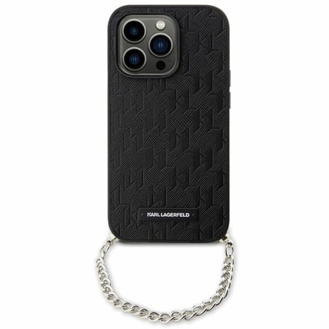 Kryt Karl Lagerfeld KLHCP14SSACKLHPK iPhone 14 6.1" czarny/black hardcase Saffiano Monogram Chain