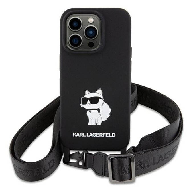 Kryt Karl Lagerfeld KLHCP15SSCBSCNK Apple iPhone 15 hardcase Crossbody Silicone Choupette black