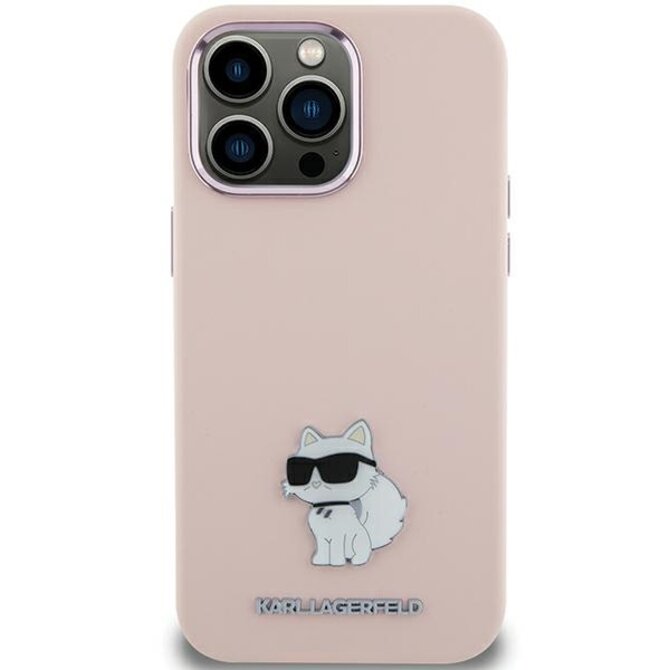 Kryt Karl Lagerfeld KLHCP15MSMHCNPP iPhone 15 Plus różowy/pink Silicone Choupette Metal Pin